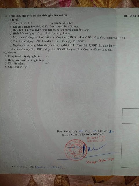 Cần bán gấp lô đất  thô cư 400m2 tại Sao...