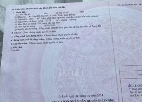 Đất Vườn Khu Dân Cư Xã Tam Bố huyện Di...